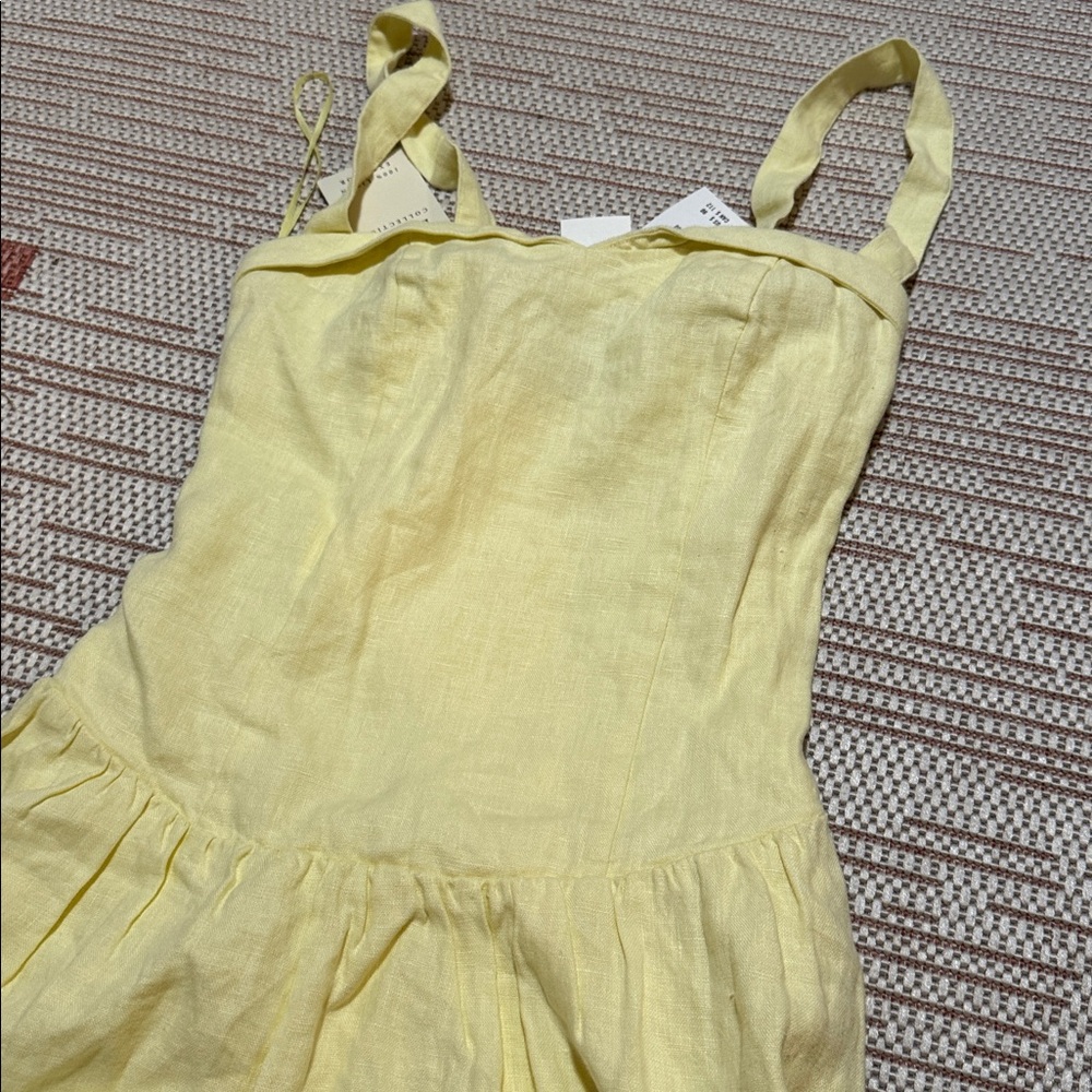 Abercrombie Drop Waist Linen Skort, Yellow, XS - Picture 3 of 5